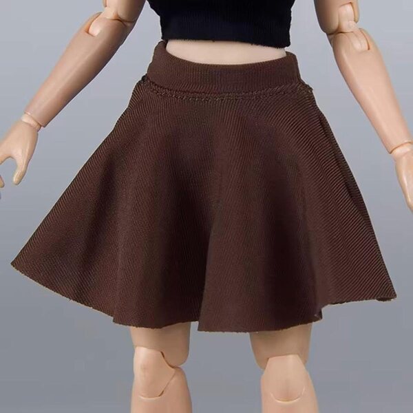 Minirock aus Stretchstoff für weibliche Actionfiguren im Maßstab 1:12 – Braun