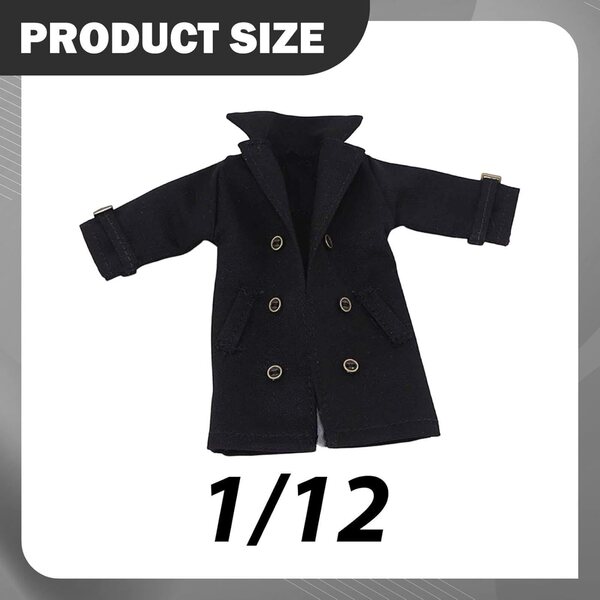 Schwarzer Trenchcoat im Maßstab 1:12 für 6-Zoll-Actionfiguren – SZLIFE