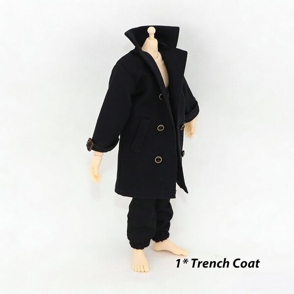 Schwarzer Trenchcoat im Maßstab 1:12 für 6-Zoll-Actionfiguren – SZLIFE