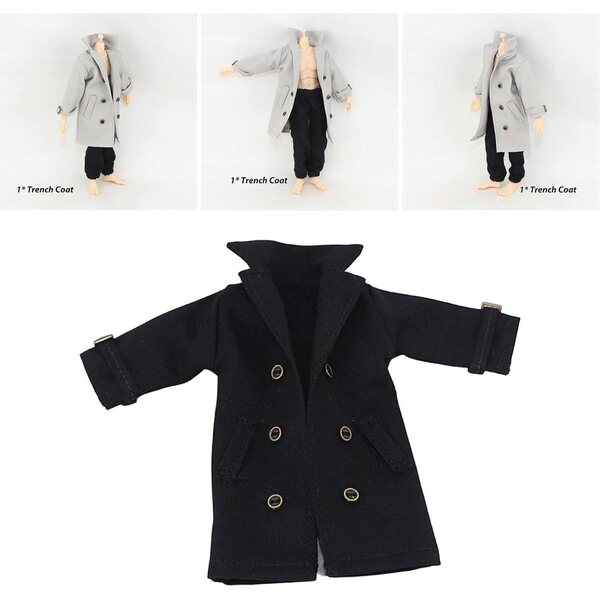 Schwarzer Trenchcoat im Maßstab 1:12 für 6-Zoll-Actionfiguren – SZLIFE