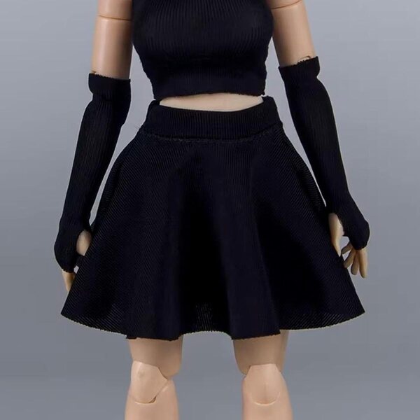 Elastischer Minirock für weibliche Actionfigur 1/12 Schwarz – Puppenkleidung