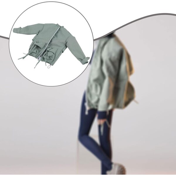 Miniatur-Stoffjacke für 1/6 weibliche Actionfigur, grün, langlebig und realistisch