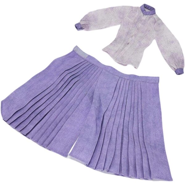 1:6 Miniaturkleidung für weibliche Actionfigur – Lila Bluse und langer Rock