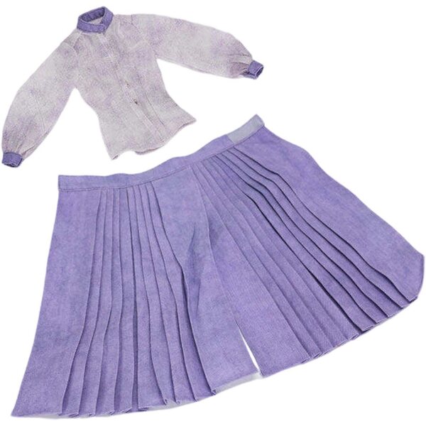 1:6 Miniaturkleidung für weibliche Actionfigur – Lila Bluse und langer Rock