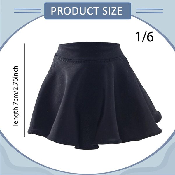 1:6 schwarzer kurzer Rock für 12-Zoll-Puppen – Modeaccessoire von Folpus