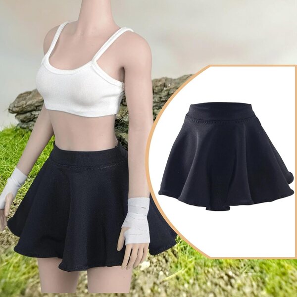 1:6 schwarzer kurzer Rock für 12-Zoll-Puppen – Modeaccessoire von Folpus
