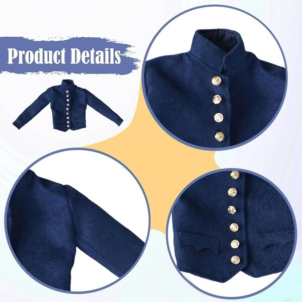 Kleidung 1/6 MotiveTech Blaue Napoleonische Uniform für männliche Actionfiguren