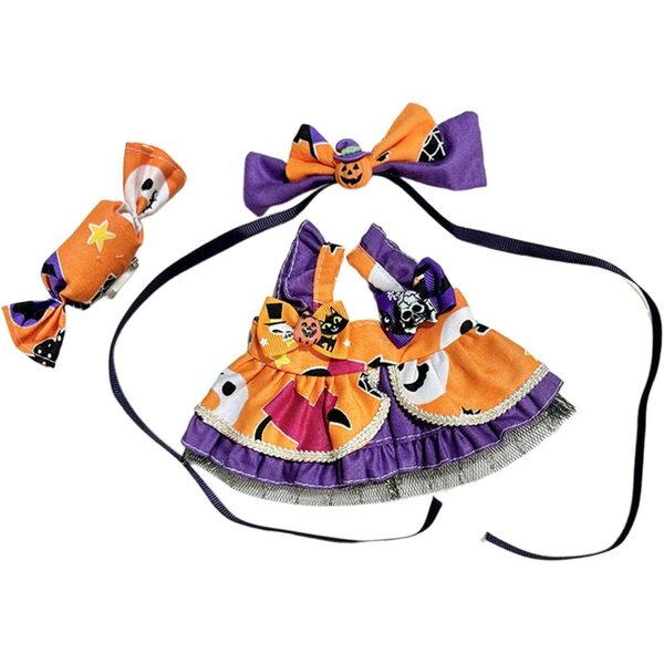 Halloween-Kostümpuppe, 20 cm, 3-teilig, lila Rock und weiche Stoff-Accessoires