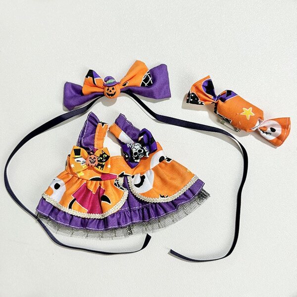 Halloween-Kostümpuppe, 20 cm, 3-teilig, lila Rock und weiche Stoff-Accessoires