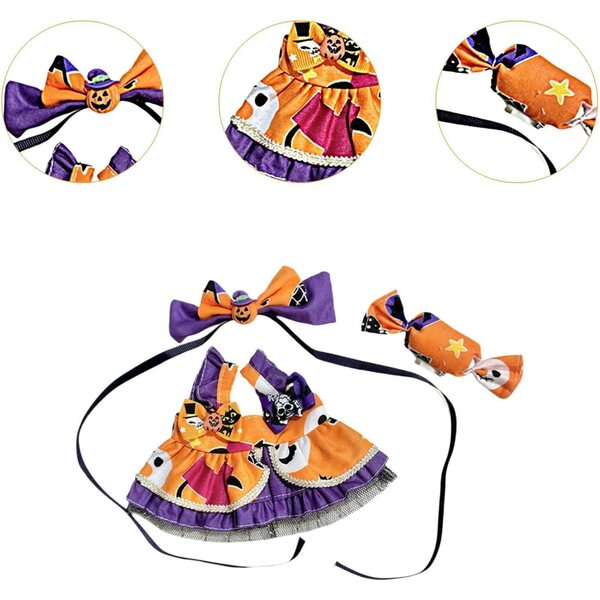 Halloween-Kostümpuppe, 20 cm, 3-teilig, lila Rock und weiche Stoff-Accessoires