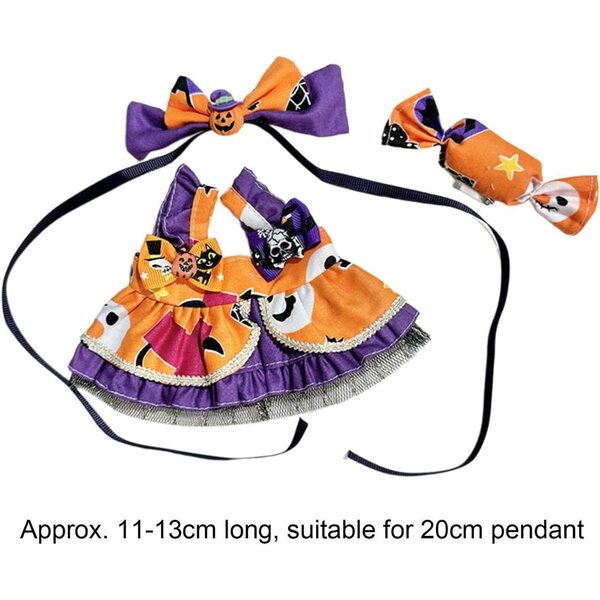 Halloween-Kostümpuppe, 20 cm, 3-teilig, lila Rock und weiche Stoff-Accessoires