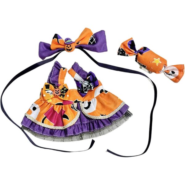 Halloween-Kostümpuppe, 20 cm, 3-teilig, lila Rock und weiche Stoff-Accessoires