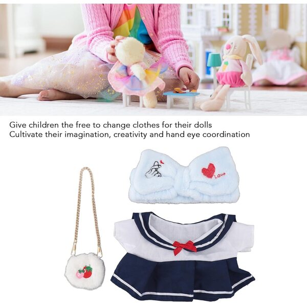 Kleidungsset für 12-Zoll-Plüschpuppen aus Baumwolle mit Kawaii-Zubehör