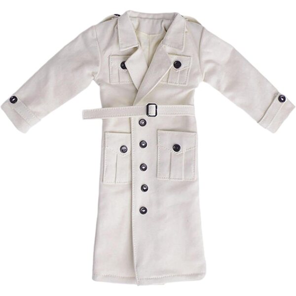 Langer Windjacke-Nippel-Graben für 1/6 Actionfigur aus weißem Stoff, 19,5 cm