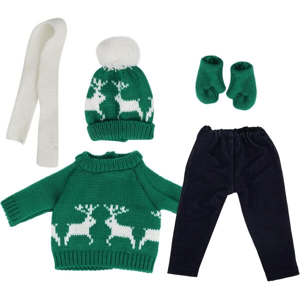 Set Abbigliamento Natalizio per Bambole 18 Pollici con Maglione, Pantaloni e Accessori
