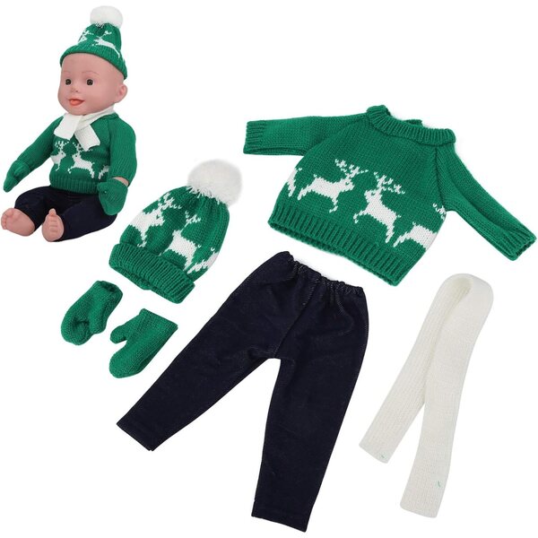 Set Abbigliamento Natalizio per Bambole 18 Pollici con Maglione, Pantaloni e Accessori