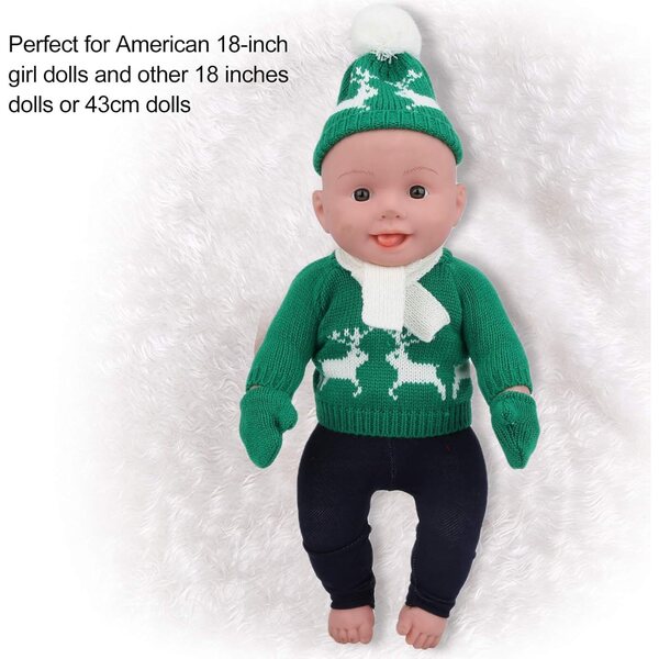 Set Abbigliamento Natalizio per Bambole 18 Pollici con Maglione, Pantaloni e Accessori