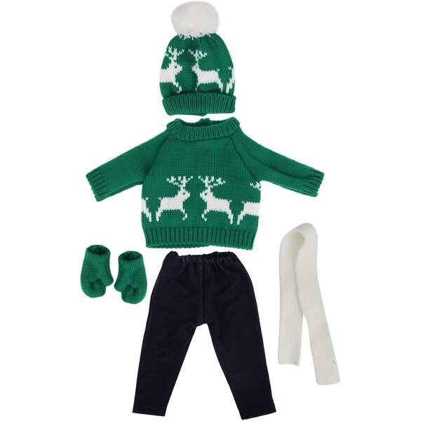 Set Abbigliamento Natalizio per Bambole 18 Pollici con Maglione, Pantaloni e Accessori