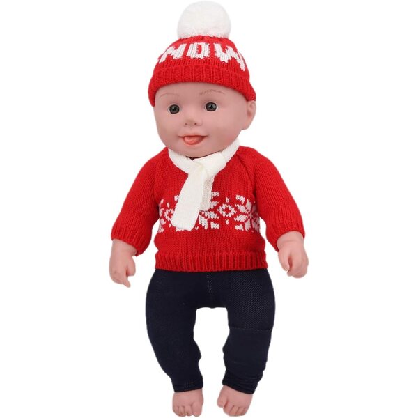 18-Zoll-Puppenkleidungsset Weihnachtspullover, Hose, Mütze, Schal