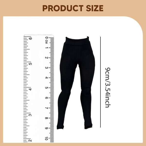 Leggings elasticizzati neri per figure femminili 1/12, abbigliamento miniatura