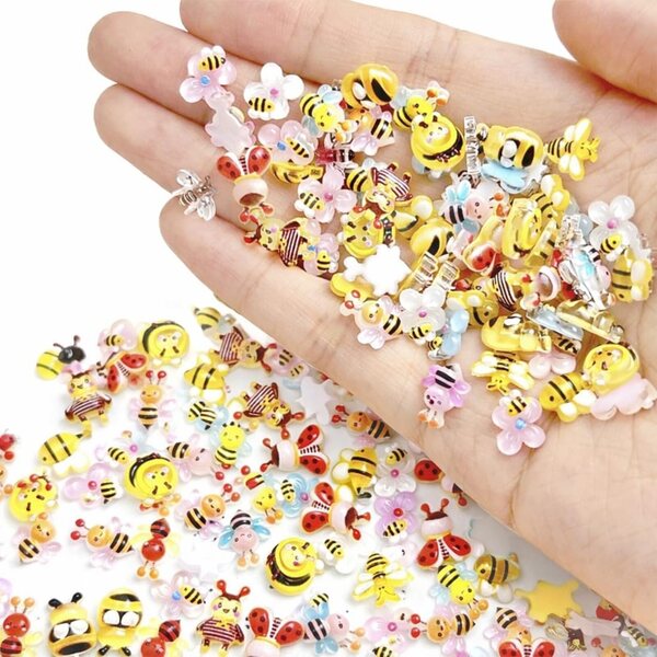 100 3D-Bienendekorationen aus Harz für Nail Art, DIY, Scrapbook und Miniaturen