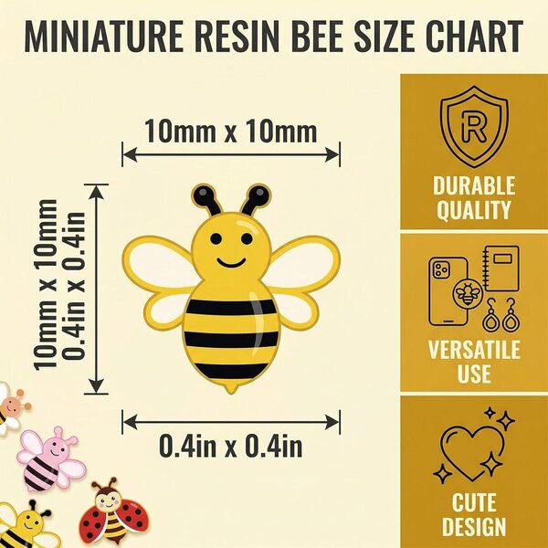 100 3D-Bienendekorationen aus Harz für Nail Art, DIY, Scrapbook und Miniaturen