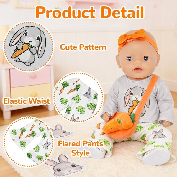 Kleidung für Puppen 35-43cm | Zouonou-Kaninchen-Bekleidungsset