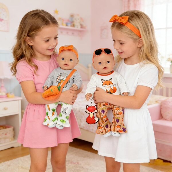 Kleidungsset für 35–43 cm große Puppen mit Fuchs-T-Shirt, Hose, Schuhen und Accessoires