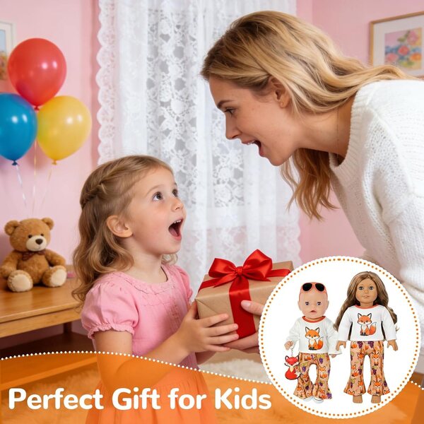 Kleidungsset für 35–43 cm große Puppen mit Fuchs-T-Shirt, Hose, Schuhen und Accessoires