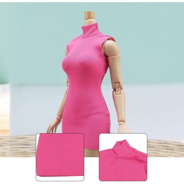 1:6 Miniatur-Rosa enges Minikleid für 30 cm große elegante Puppen