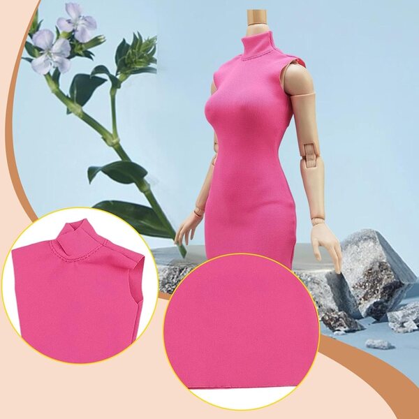 1:6 Miniatur-Rosa enges Minikleid für 30 cm große elegante Puppen