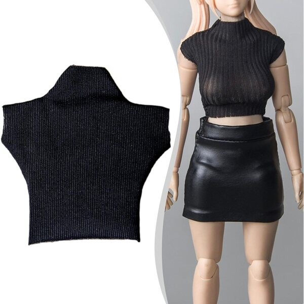 Miniatur-Rollkragen-T-Shirt aus Stoff für 6-Zoll-Figuren und Puppen