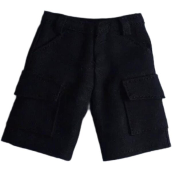 Cargo-Shorts für 1/12 und 1/9 Puppen, Miniaturkleidung aus schwarzem Stoff