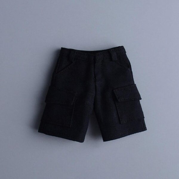 Cargo-Shorts für 1/12 und 1/9 Puppen, Miniaturkleidung aus schwarzem Stoff