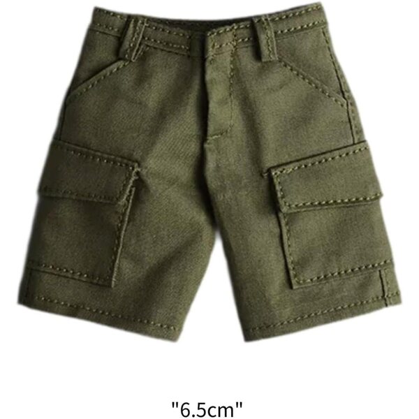 Cargo-Shorts für 1/12 und 1/9 Actionfiguren aus grünem, widerstandsfähigem Stoff
