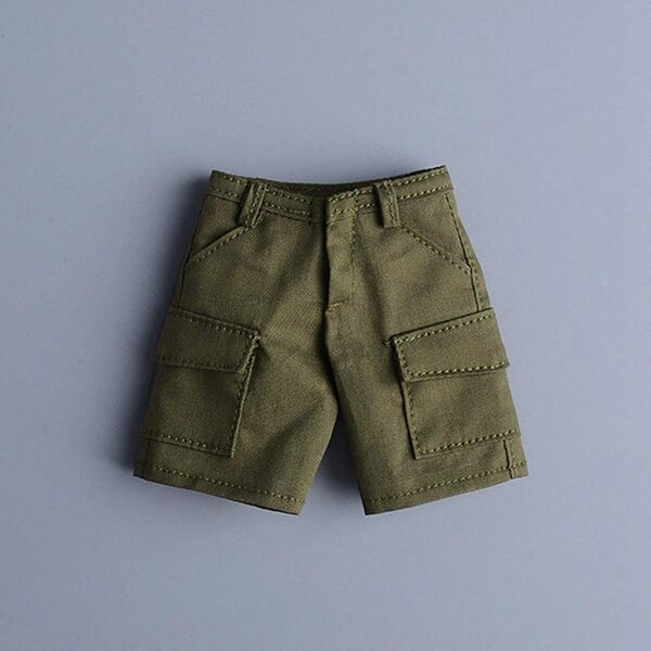 Cargo-Shorts für 1/12 und 1/9 Actionfiguren aus grünem, widerstandsfähigem Stoff
