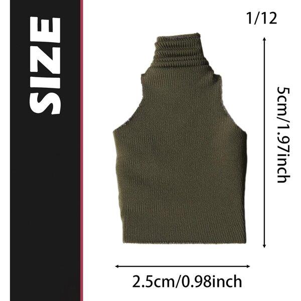 1/12 Miniatur-Tanktop für weibliche Actionfigur mit hohem Halsausschnitt, grüner, widerstandsfähiger Stoff