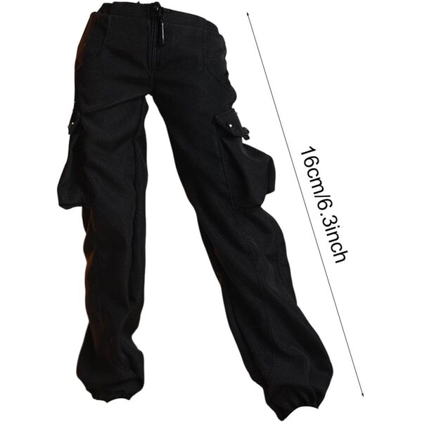 kowaku Pantaloni Cargo Larghi per Bambole 1/6 in Tessuto Realistico Nero