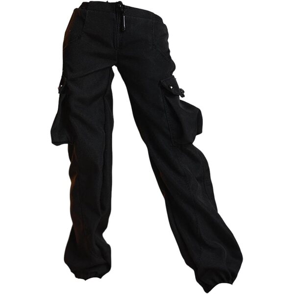 kowaku Pantaloni Cargo Larghi per Bambole 1/6 in Tessuto Realistico Nero