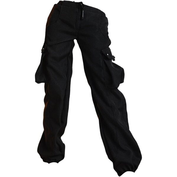 kowaku Pantaloni Cargo Larghi per Bambole 1/6 in Tessuto Realistico Nero