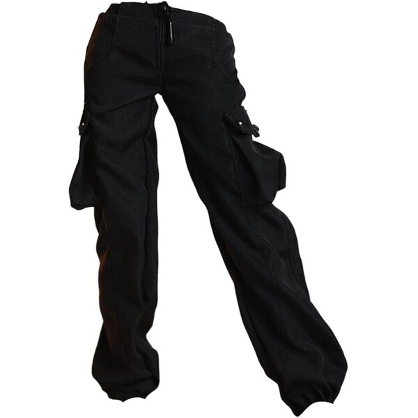 kowaku Pantaloni Cargo Larghi per Bambole 1/6 in Tessuto Realistico Nero