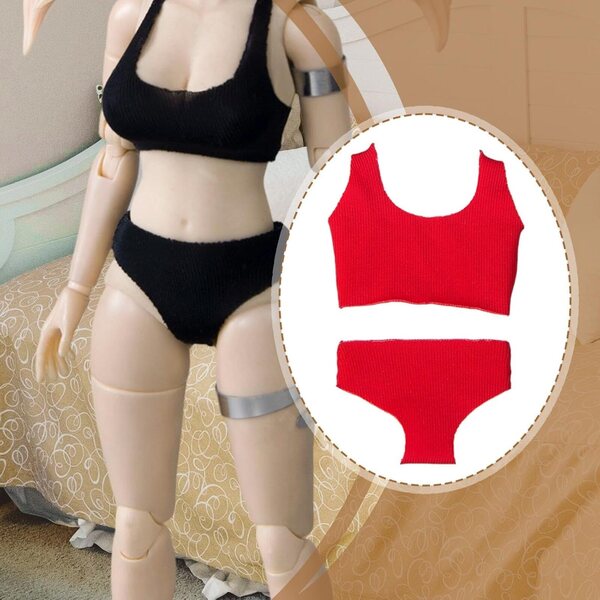 1:12 Miniatur-Dessous-Set aus rotem Stoff, kompatibel mit 6-Zoll-Puppen