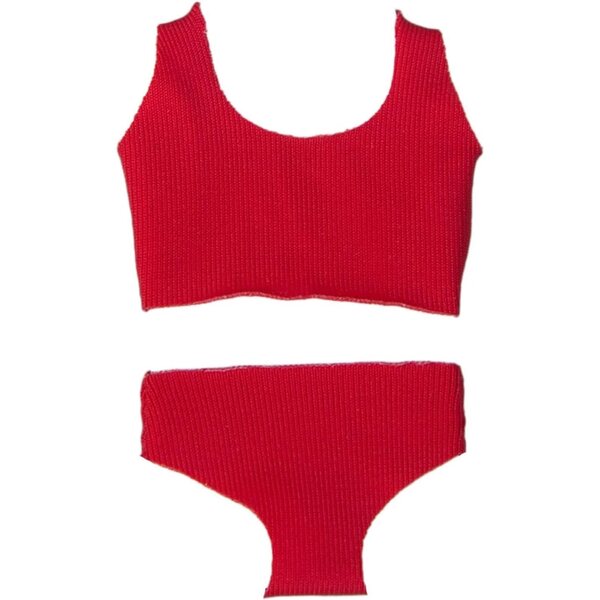 1:12 Miniatur-Dessous-Set aus rotem Stoff, kompatibel mit 6-Zoll-Puppen