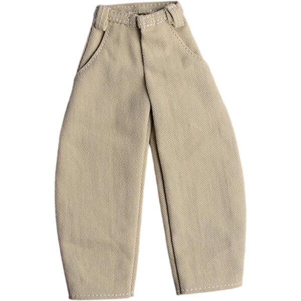 Jeans für 1/12 männliche Puppen. Weiche und leicht zu wechselnde Hose, Khaki