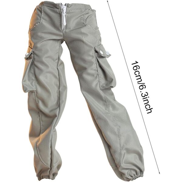 Oshhni 1/6 Cargohose für Actionfiguren, Mehrzweck aus graugrünem Stoff