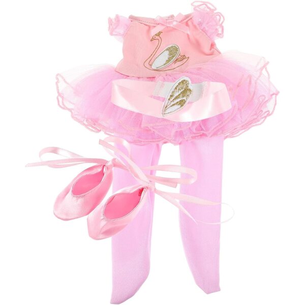 Rosa Puppen-Ballerina-Kleid-Set mit Rock, Schuhen und Stirnband aus Polyester