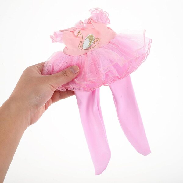 Rosa Puppen-Ballerina-Kleid-Set mit Rock, Schuhen und Stirnband aus Polyester