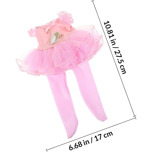 Ballett-Kleidungsset für 14-Zoll-Puppen mit rosa Rock, Schuhen und Kopfschmuck