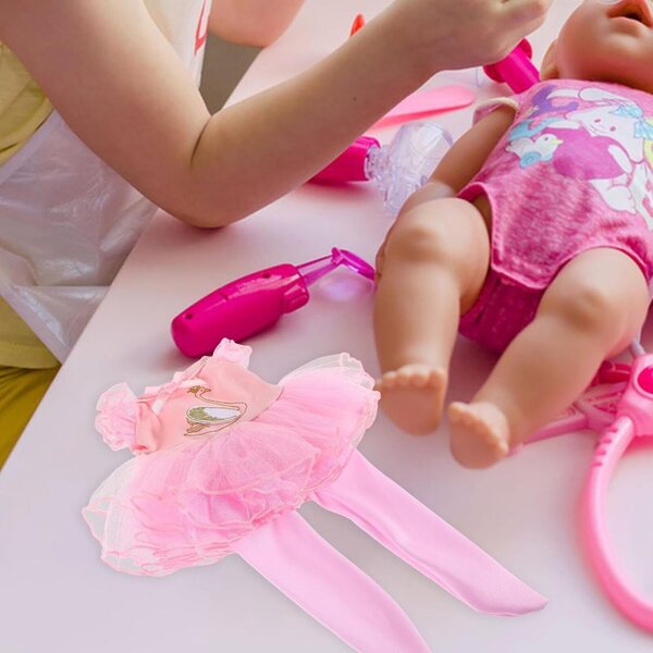 Ballett-Kleidungsset für 14-Zoll-Puppen mit rosa Rock, Schuhen und Kopfschmuck