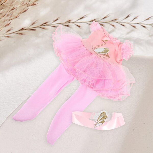 Ballett-Kleidungsset für 14-Zoll-Puppen mit rosa Rock, Schuhen und Kopfschmuck
